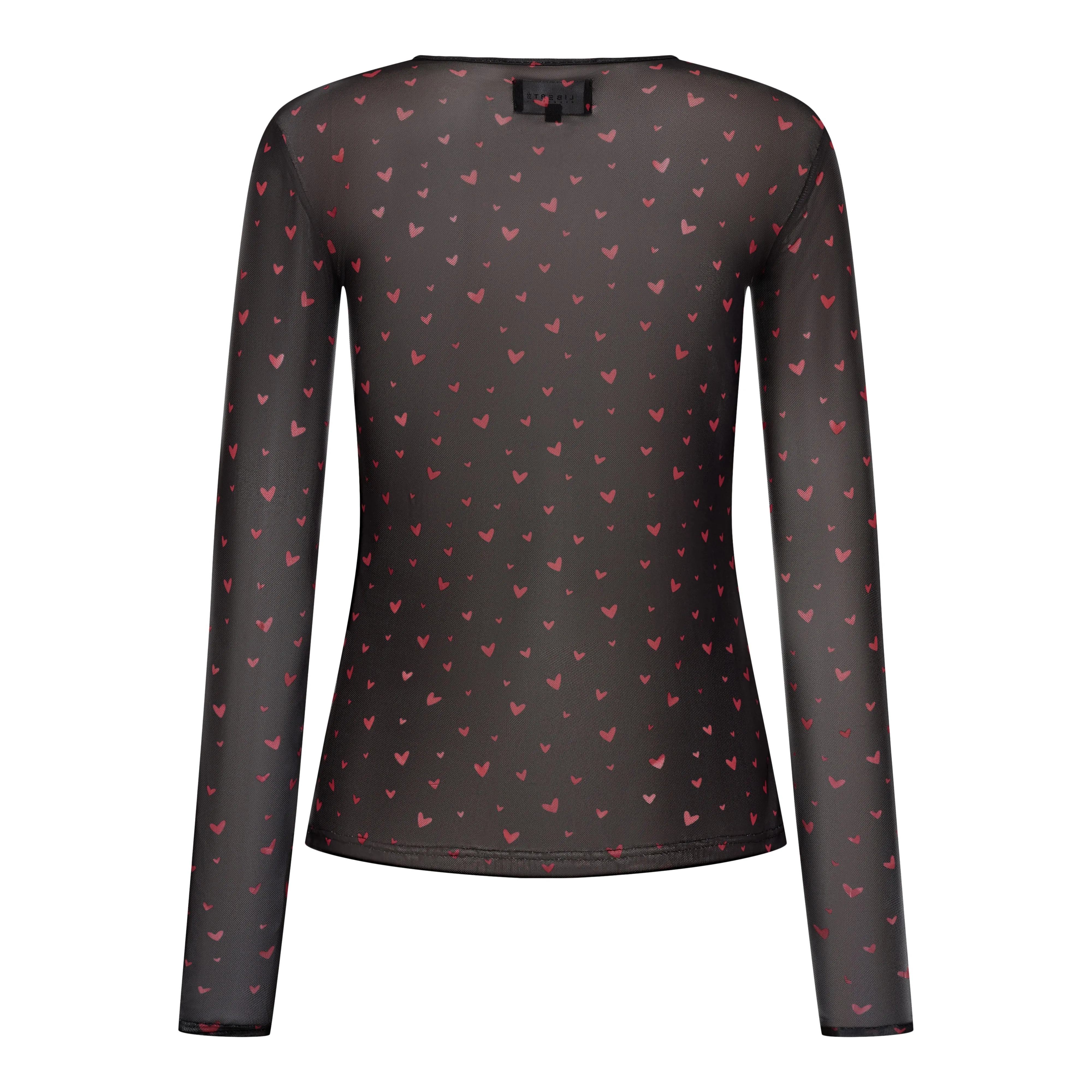 MESH-LS-TSHIRT - BLACK RED HEARTS