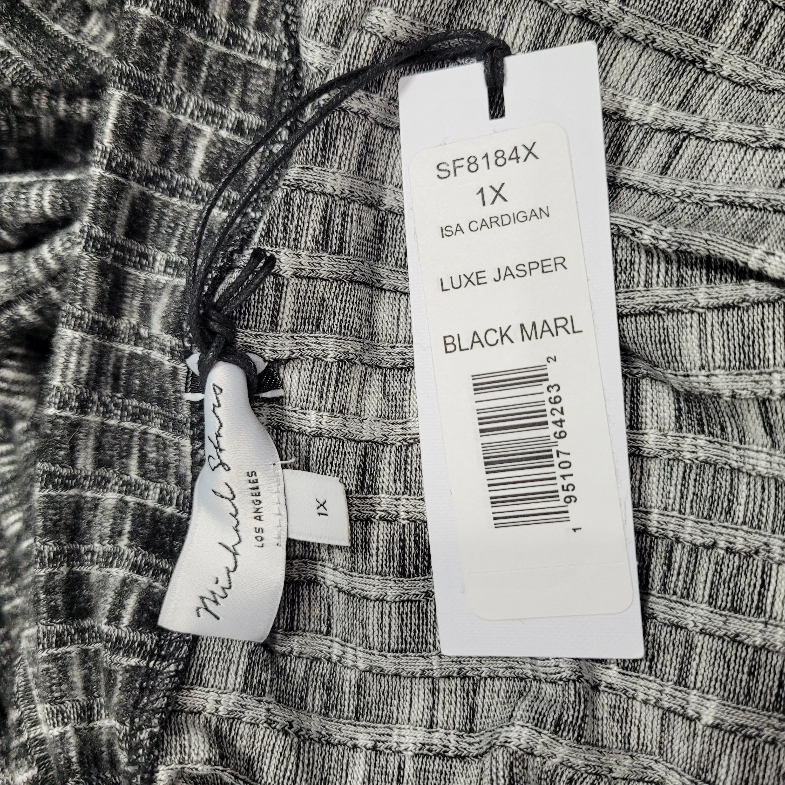 Michael Stars Luxe Jasper Isa Ribbed Long Cardigan In Black Marl 1X