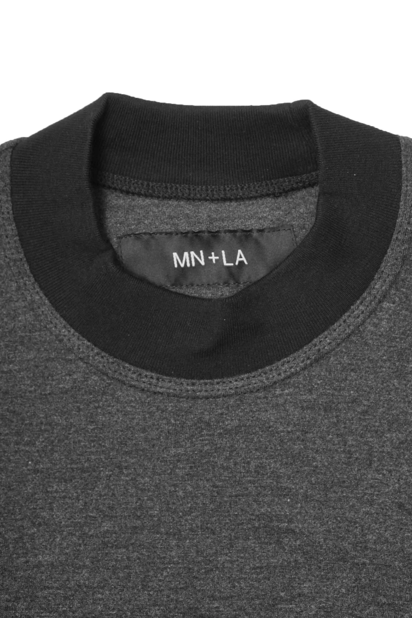 MOCK NECK TEE IN MIDNIGHT HEATHER