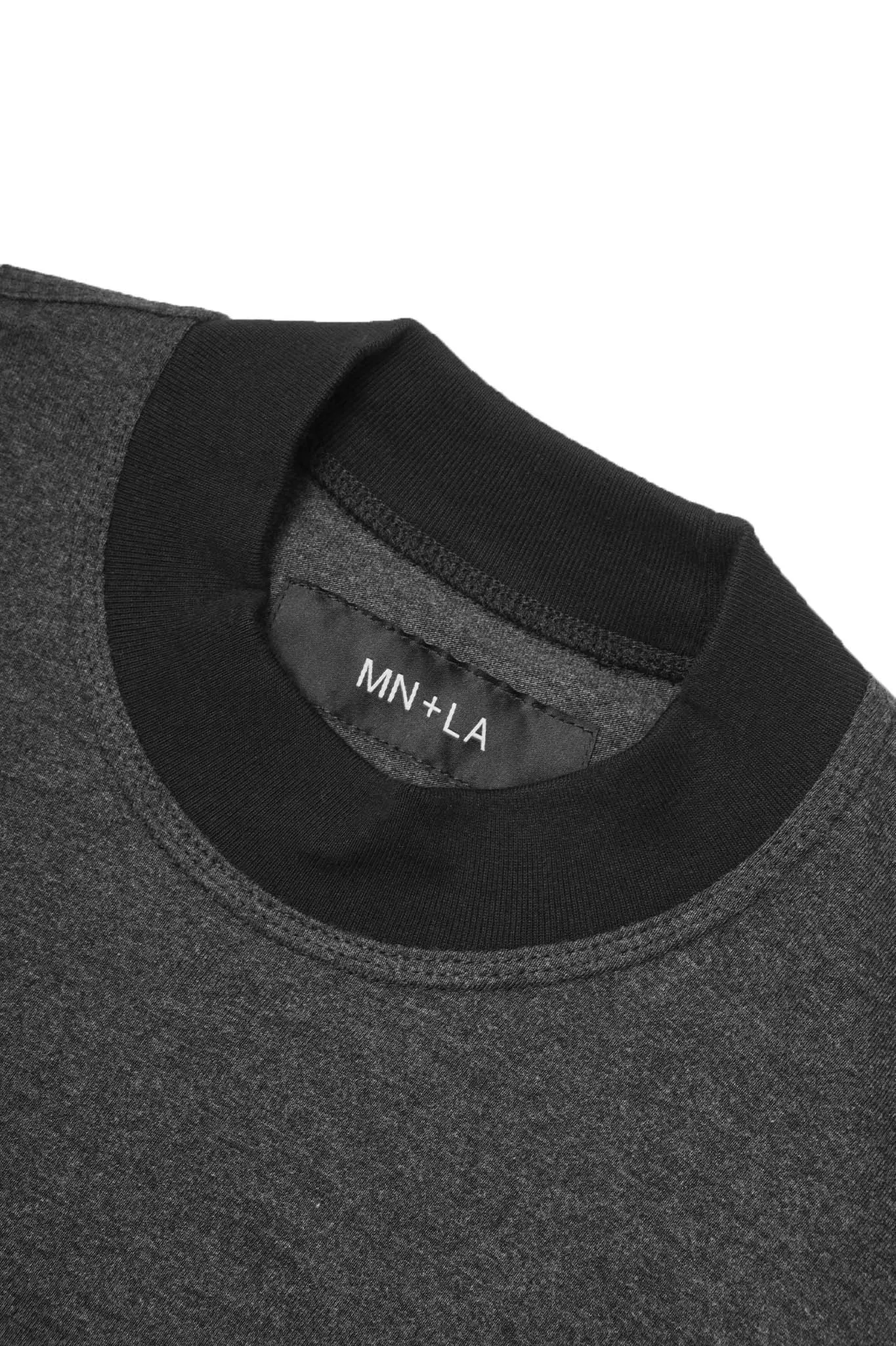 MOCK NECK TEE IN MIDNIGHT HEATHER