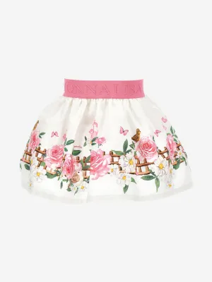 Monnalisa Baby Girls Flower Print Skirt in White