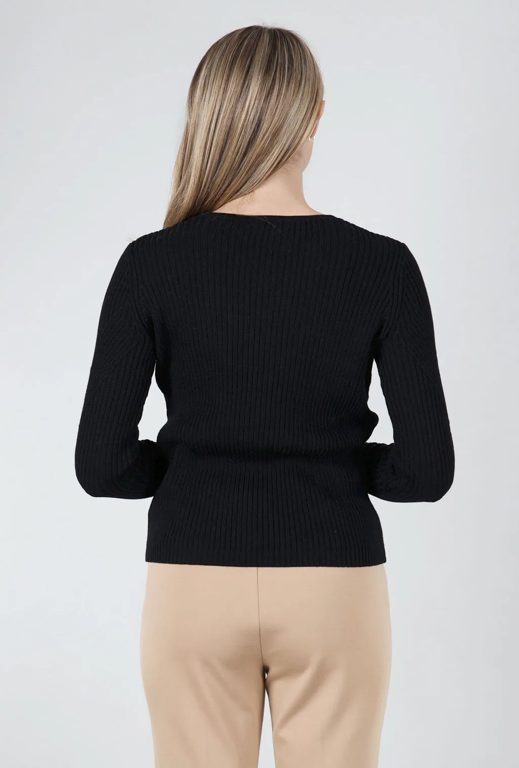 Multi-Stitch Shaker Sweater, Black