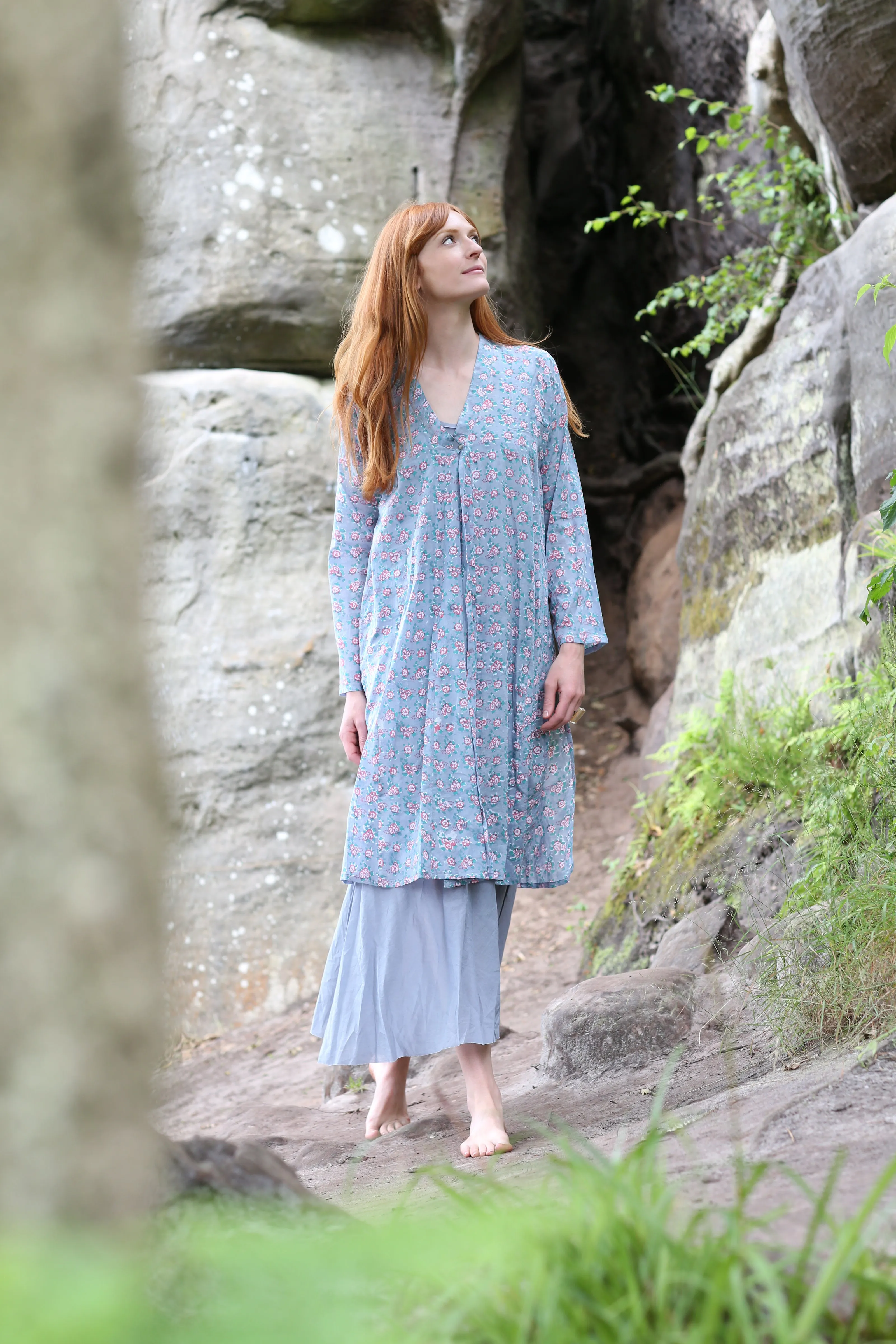 Nargis Jacket Hand Block Printed in Pure Cotton - Only Size 12 Left!