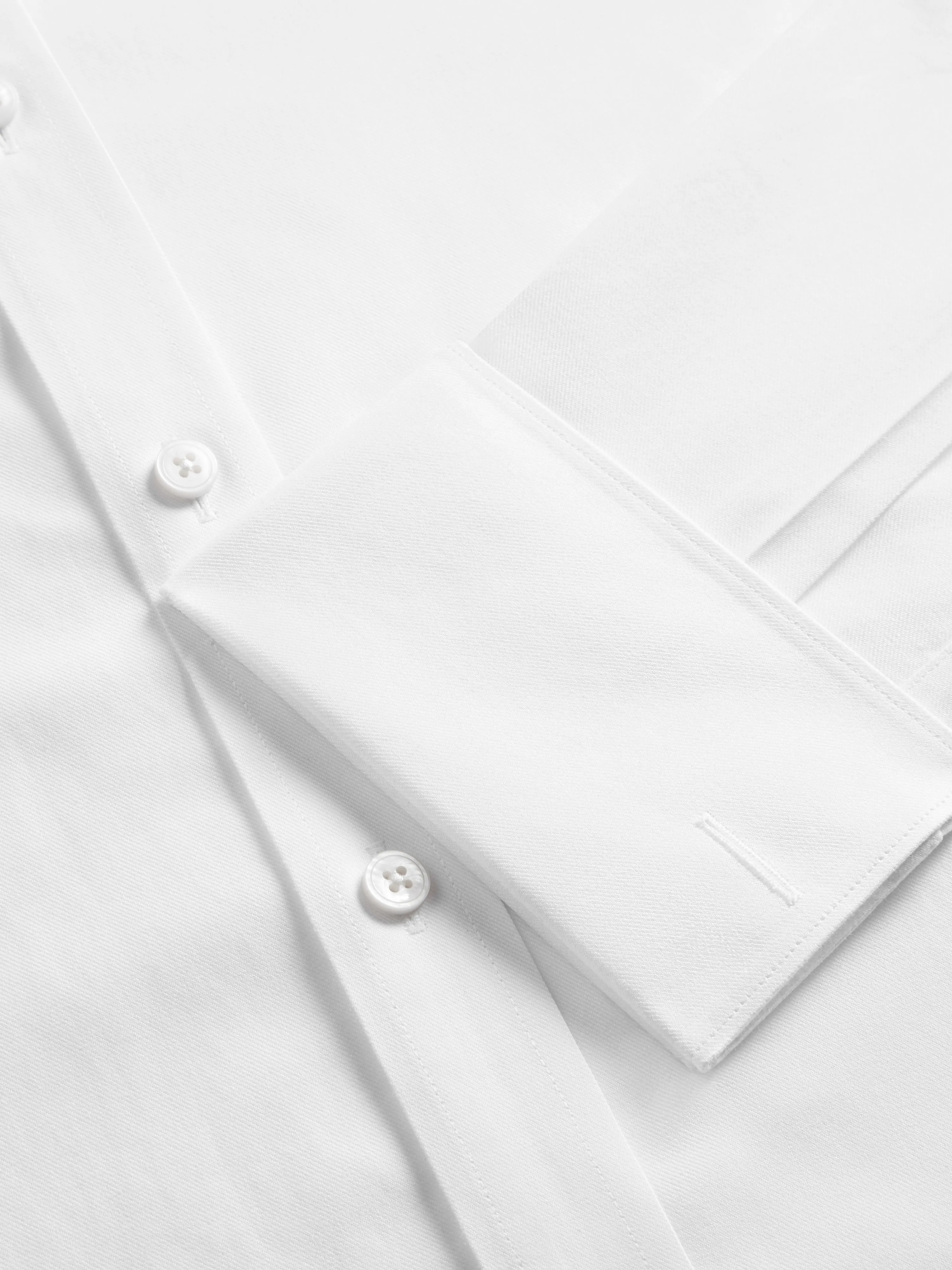 Non-Iron White Twill Regular Fit Double Cuff Classic Collar Shirt