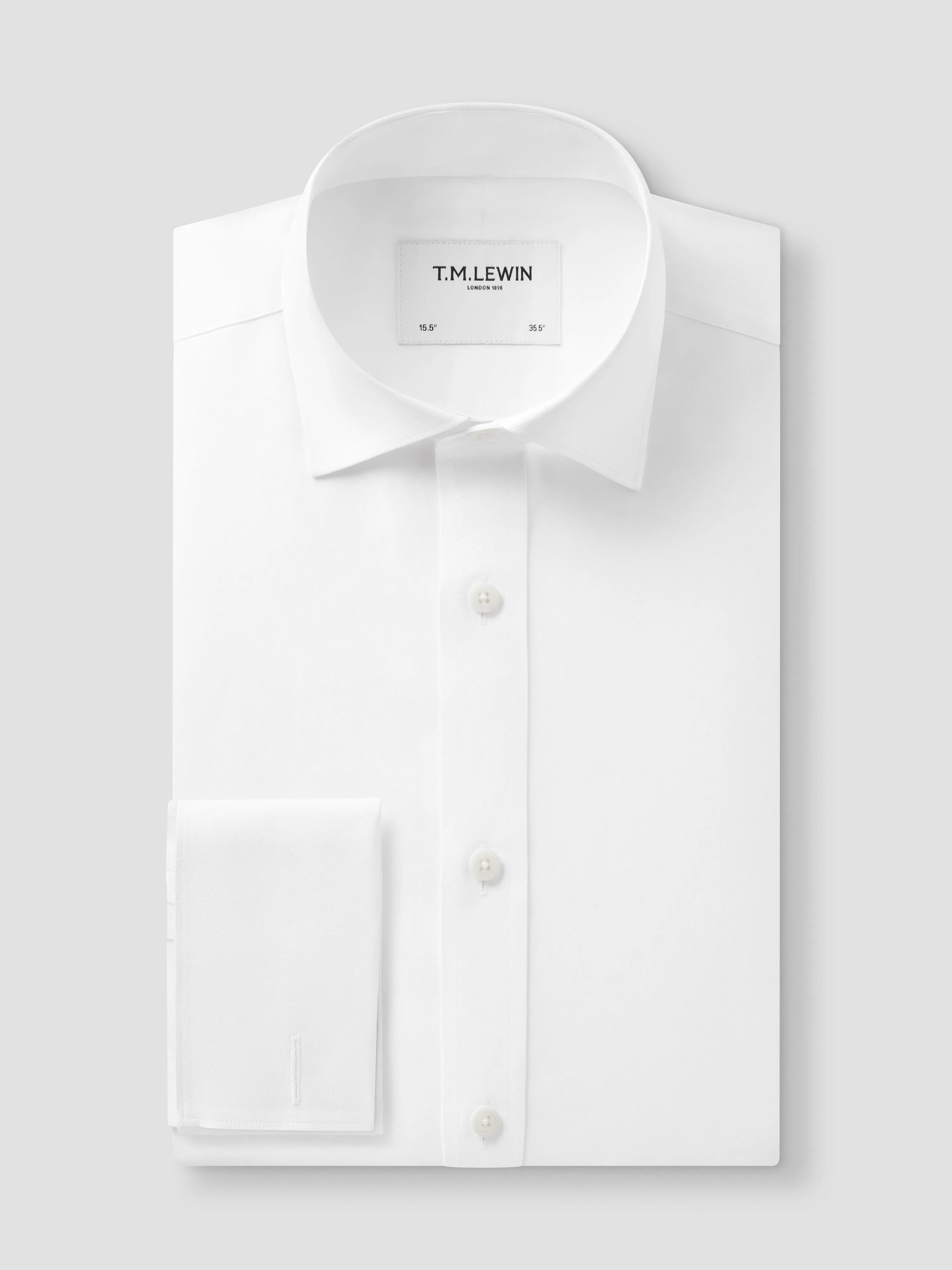 Non-Iron White Twill Regular Fit Double Cuff Classic Collar Shirt