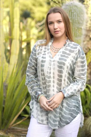 Norie Shibori Olive Top