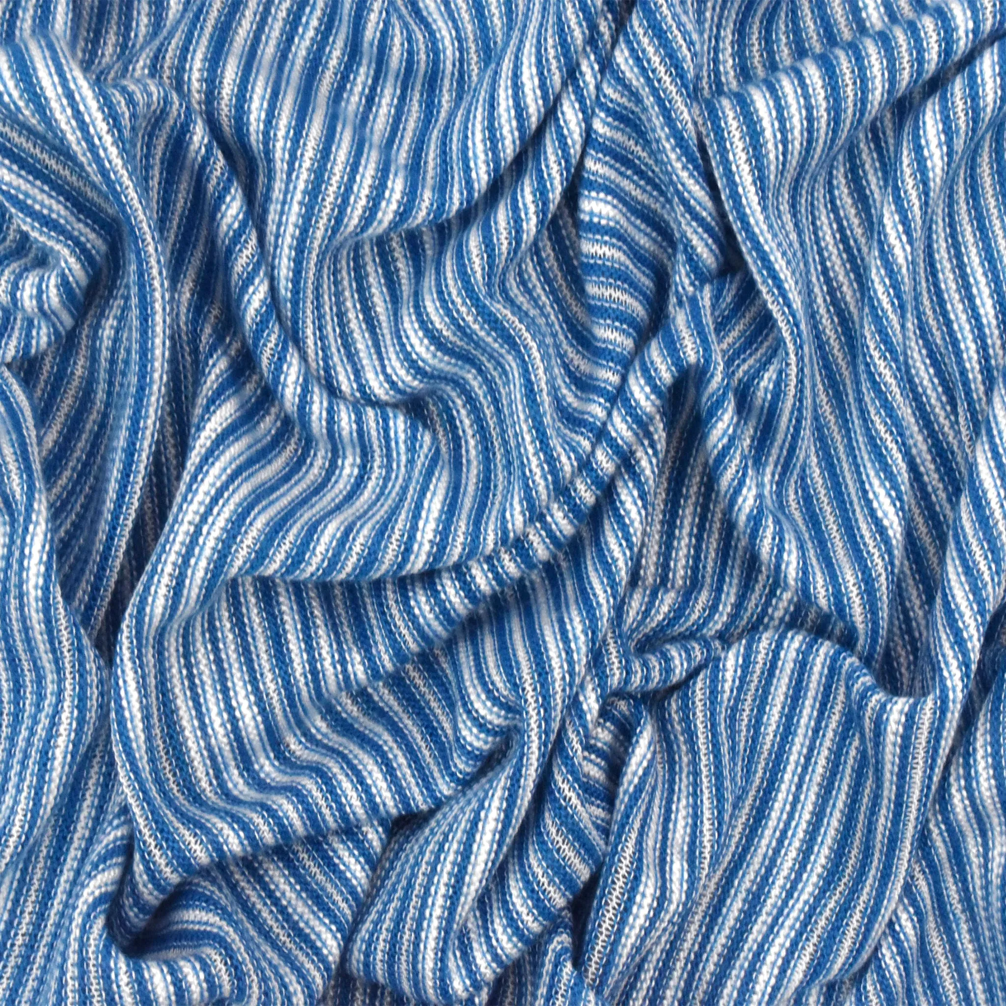 Ocean Blue-White Stripe Stretch Jersey Knit Fabric