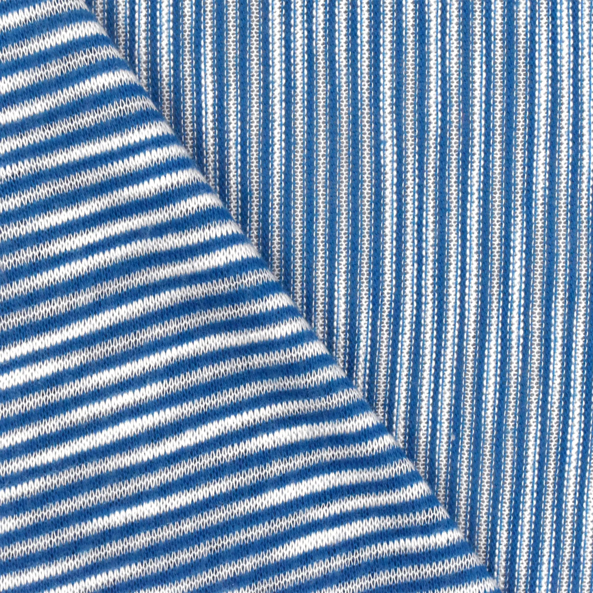 Ocean Blue-White Stripe Stretch Jersey Knit Fabric