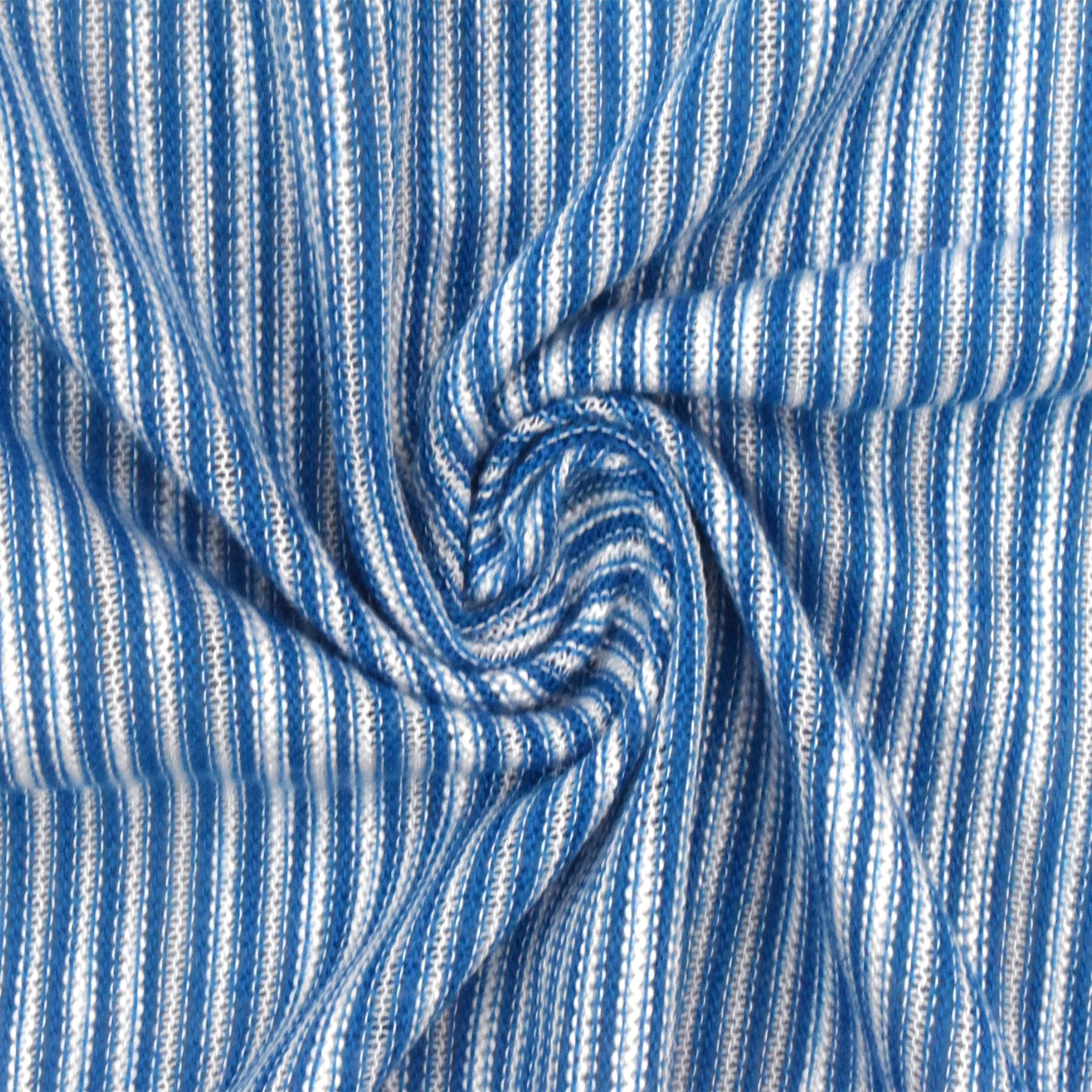 Ocean Blue-White Stripe Stretch Jersey Knit Fabric