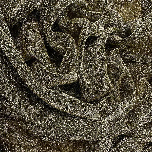 Olive Green and Gold Stretch Mesh Fabric