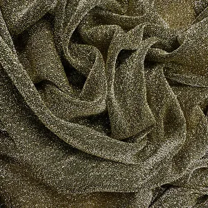 Olive Green and Gold Stretch Mesh Fabric