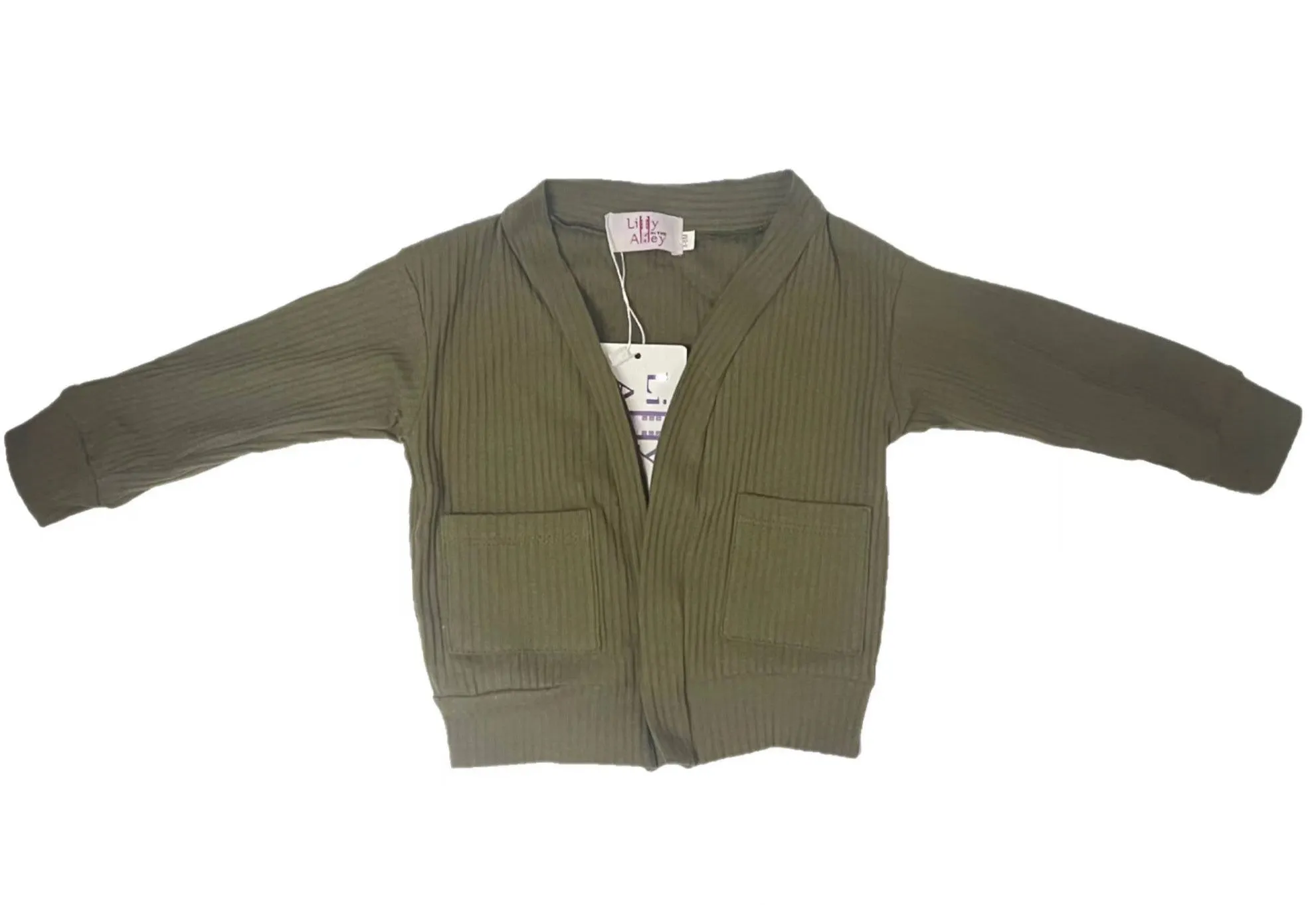 Olive Ribbed Cardigans (CARDIGAN ONLY)