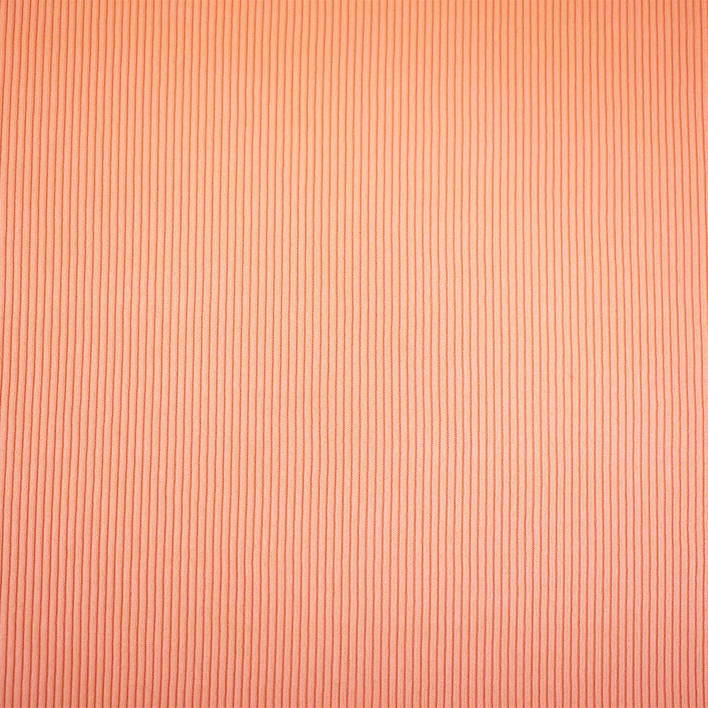 Orange Nylon Stretch Spandex 2x2 Rib Knit Fabric