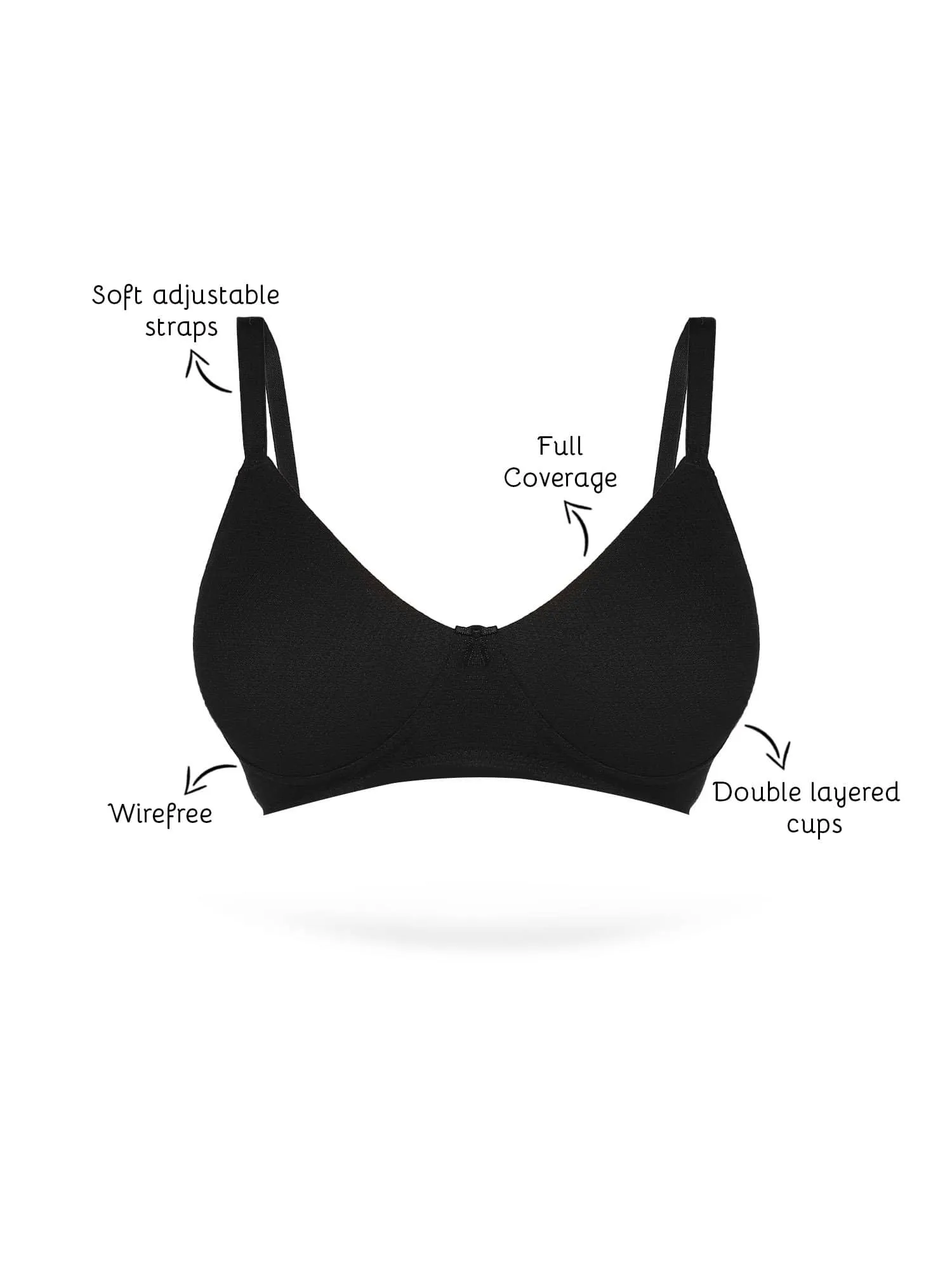 Organic Cotton  Antimicrobial Seamless Everyday Bra-ISB084-Black Popcorn-