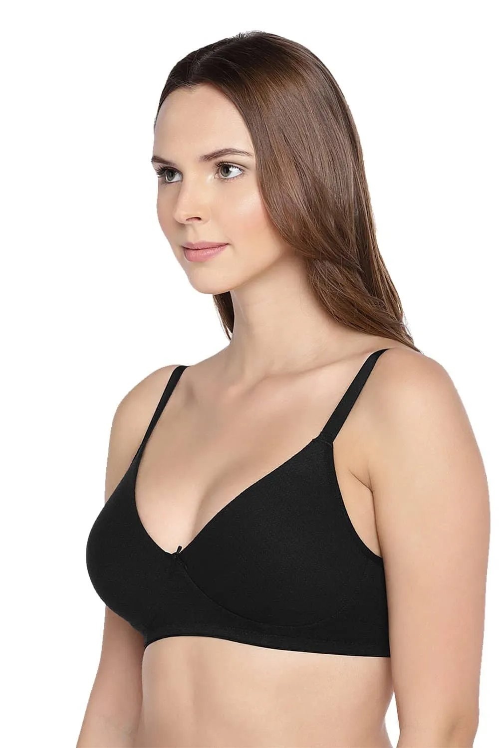 Organic Cotton  Antimicrobial Seamless Everyday Bra-ISB084-Black Popcorn-