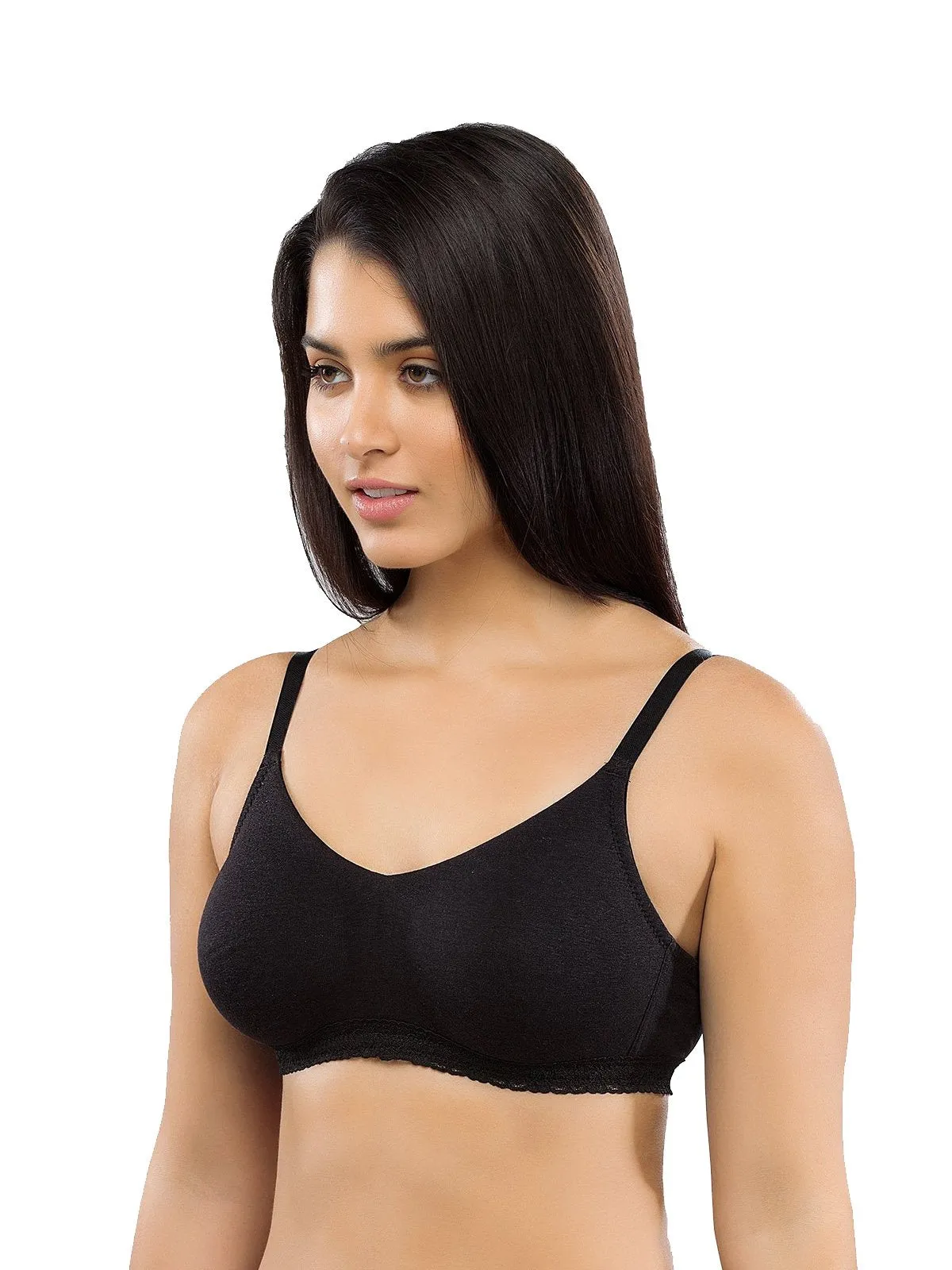 Organic Seamless Laced Bra (Pack of 3)-ISB054-Black_Black_M.White-