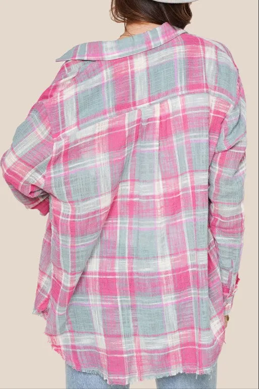 Peony Cotton Gauze Button Down Top