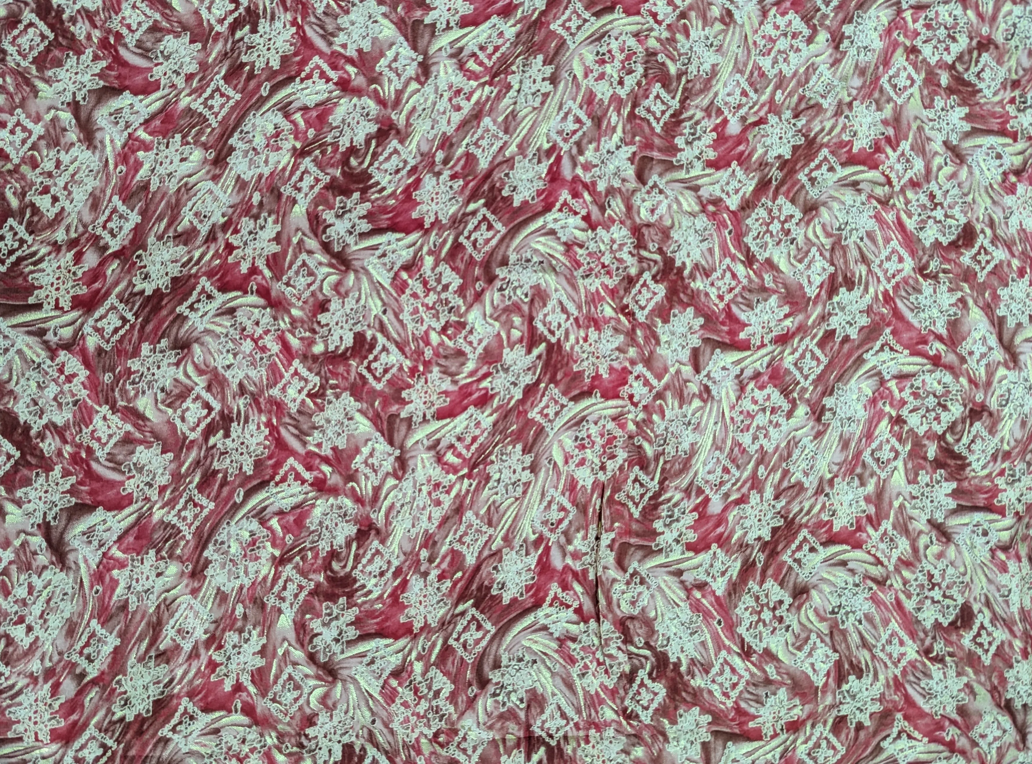 Pink & Golden Floral Printed Muslin Fabric