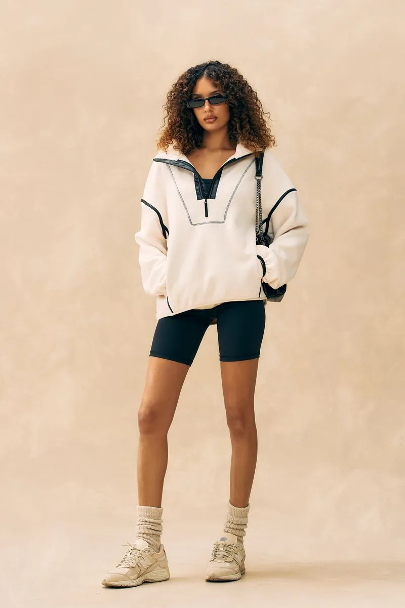 Polar Leather Zip-up | Beige