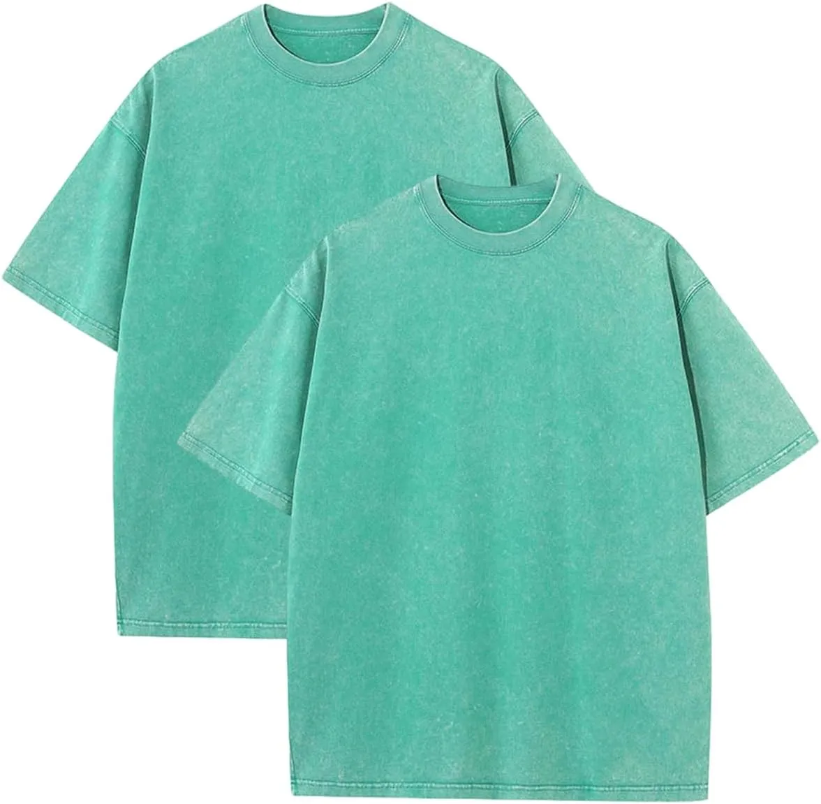 Pump Covers T-Shirts Men Oversized Tees Workout Tshirts 2 Pack Cotton Acid Wash Streetwear Grunge T Shirt
