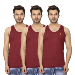 Raju Anytime Undershirt (100% Cotton) - True Premium Vest (Pack of 3) (Maroon)