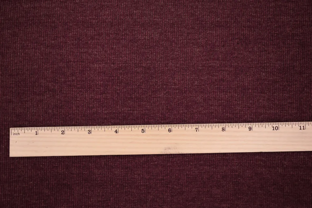 Red-Gray Rayon-Poly Stretch Spandex 2x2 Rib Knit Fabric
