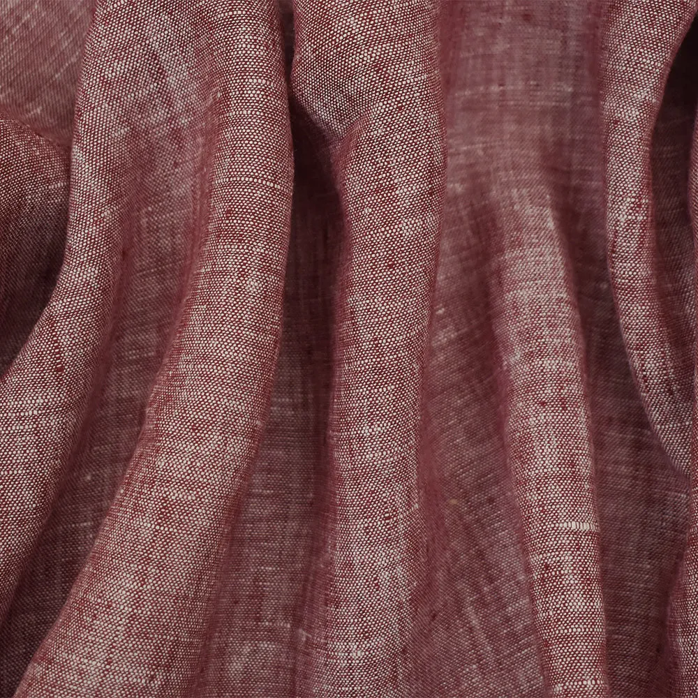 Red-White Spence Bryson Textured Washed Irish Linen Chambray Woven Fabric