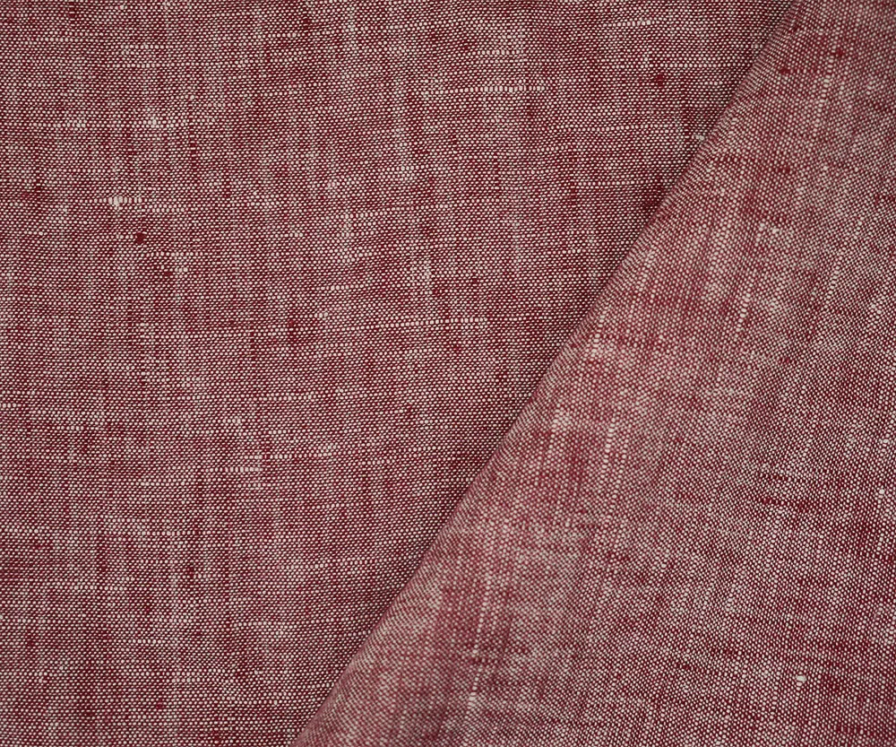 Red-White Spence Bryson Textured Washed Irish Linen Chambray Woven Fabric