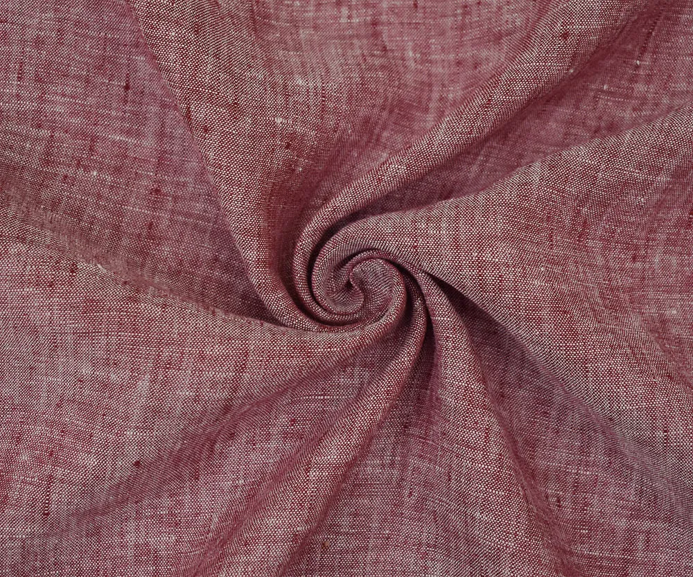 Red-White Spence Bryson Textured Washed Irish Linen Chambray Woven Fabric