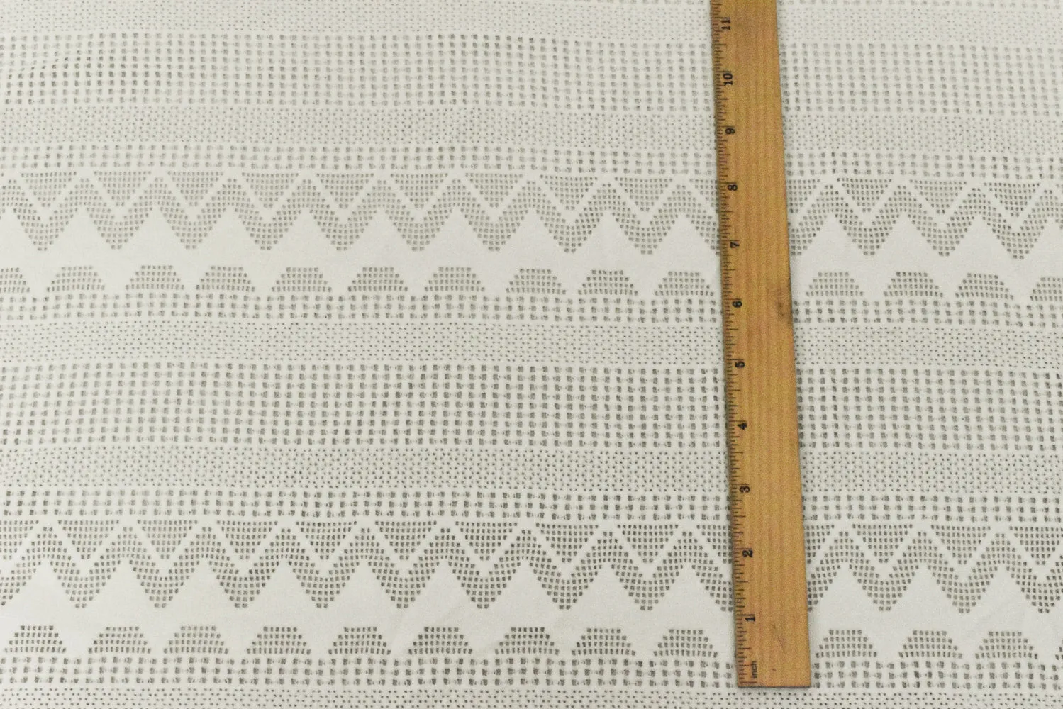 Rice Ivory Stripe Chevron Stretch Nylon Crochet Knit Fabric