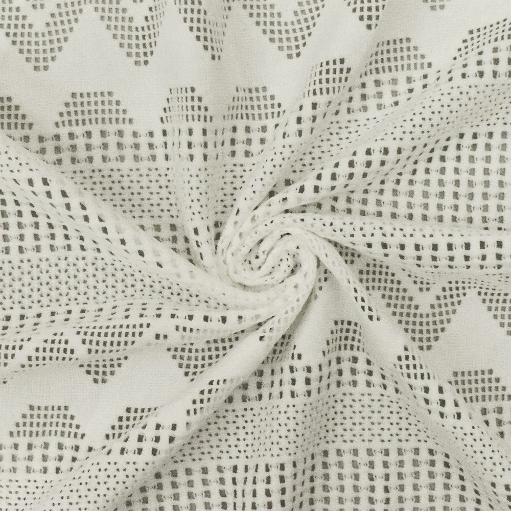 Rice Ivory Stripe Chevron Stretch Nylon Crochet Knit Fabric