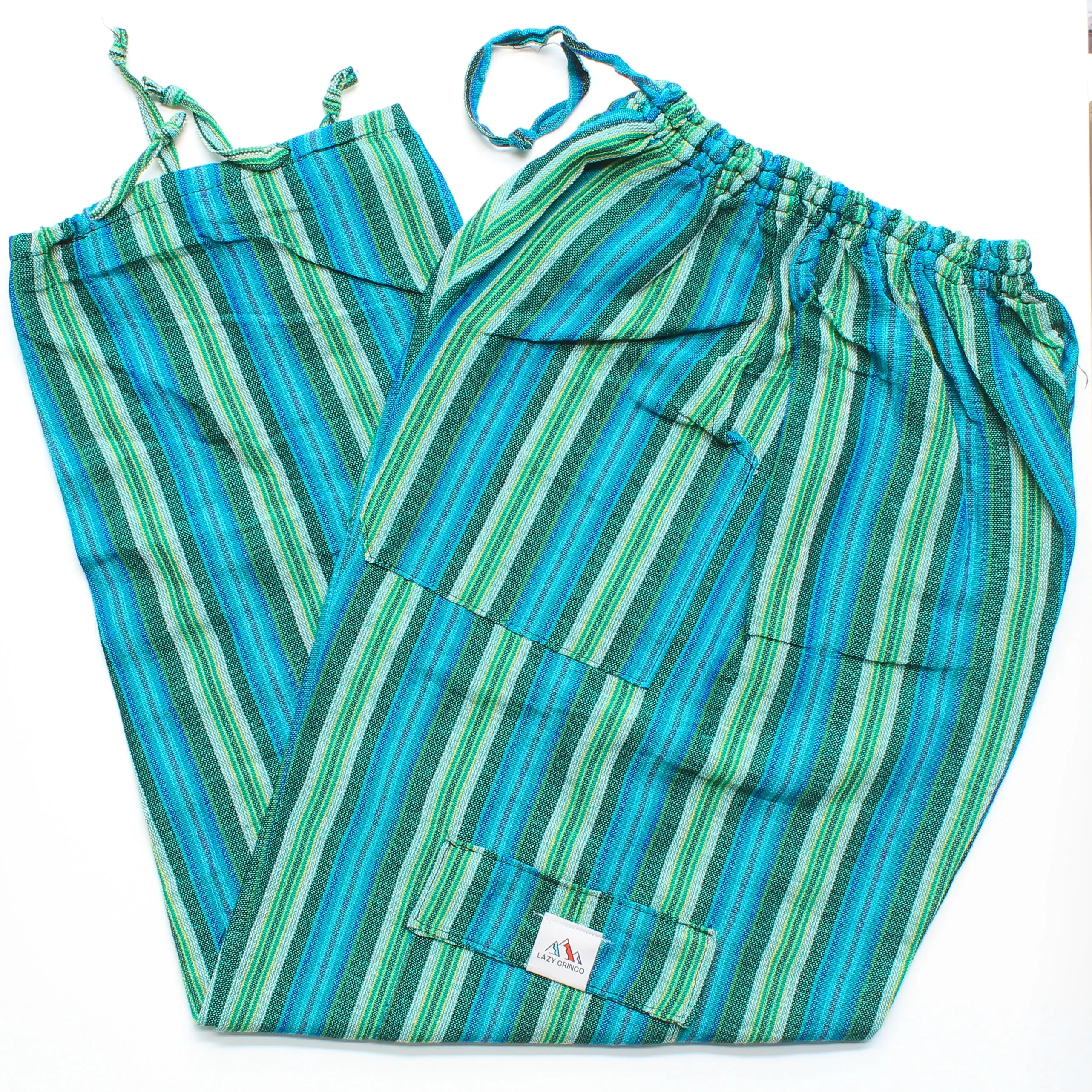 (Small) Green with Yellow and Blue and more Green stripes 0231