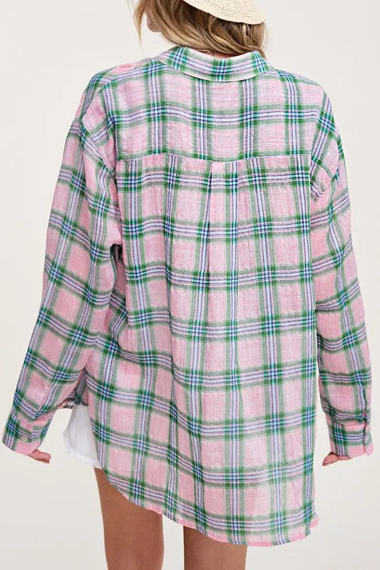 Summer Breeze Lightweight Plaid Button Down Shirt