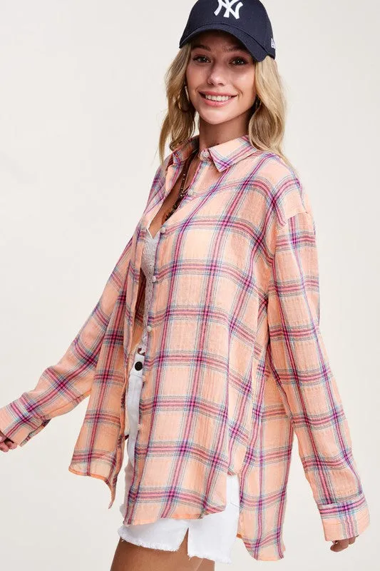 Summer Breeze Lightweight Plaid Button Down Shirt