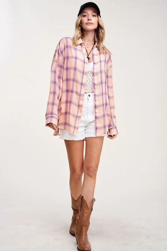 Summer Breeze Lightweight Plaid Button Down Shirt