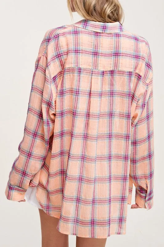 Summer Breeze Lightweight Plaid Button Down Shirt