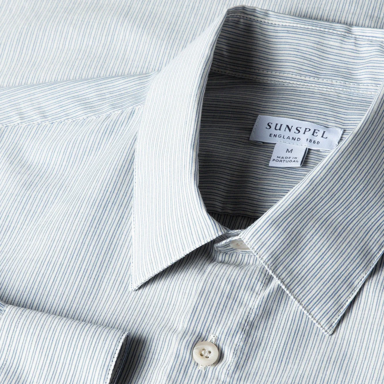 Sunspel Cotton Cashmere Shirt Light Blue / White