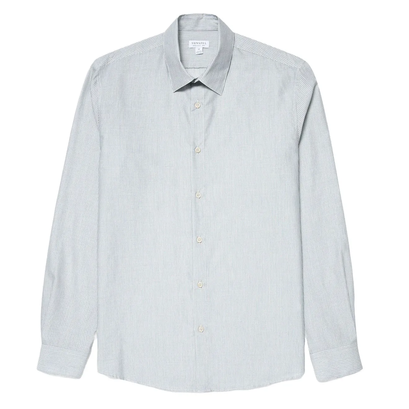Sunspel Cotton Cashmere Shirt Light Blue / White