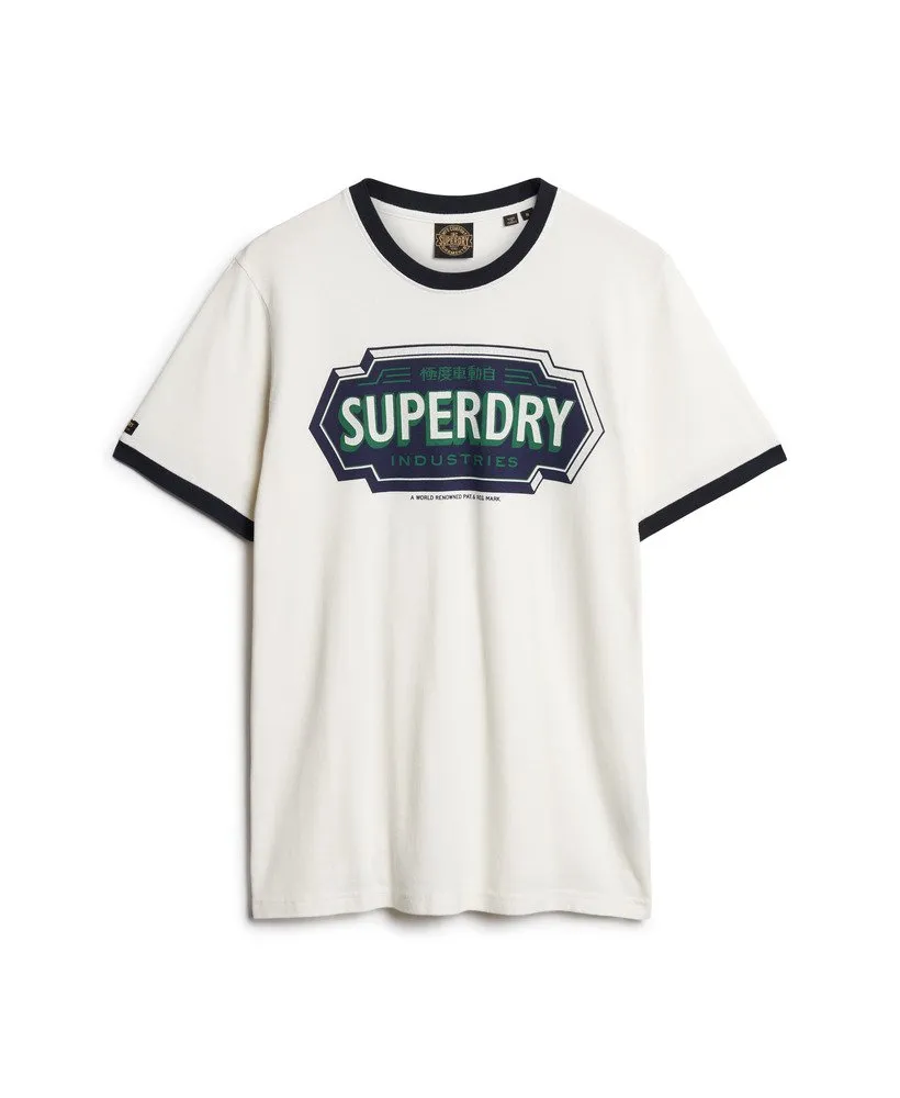 Superdry Ringer Workwear Graphic T-Shirt - Winter White/Eclipse Navy