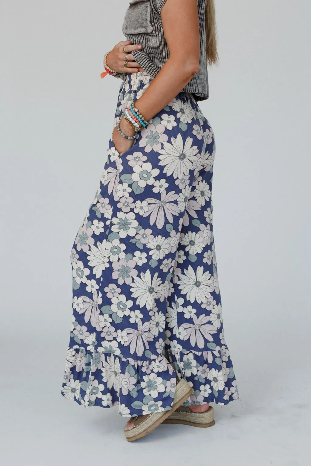 The Nest Happy Petal Wide Leg Pants - Denim