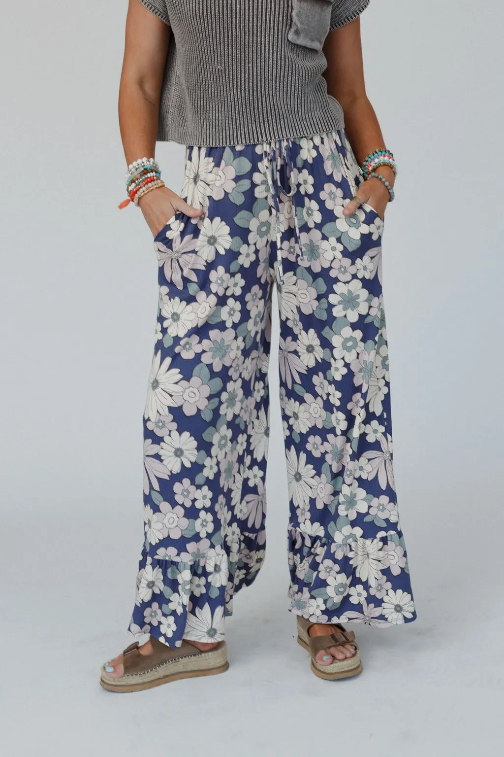 The Nest Happy Petal Wide Leg Pants - Denim