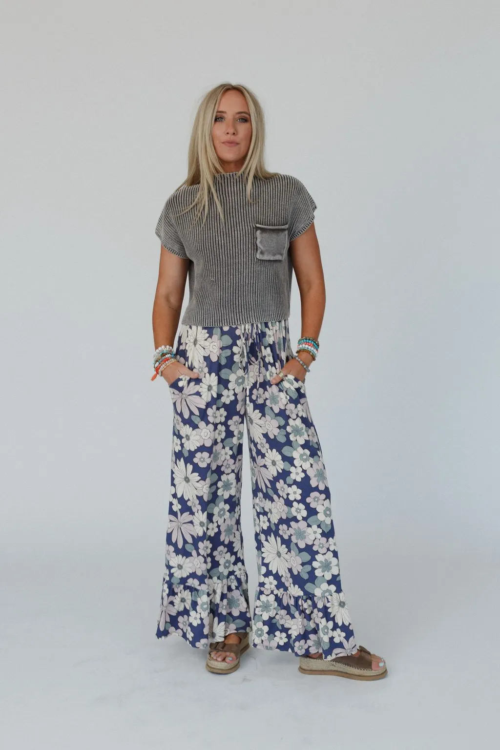 The Nest Happy Petal Wide Leg Pants - Denim
