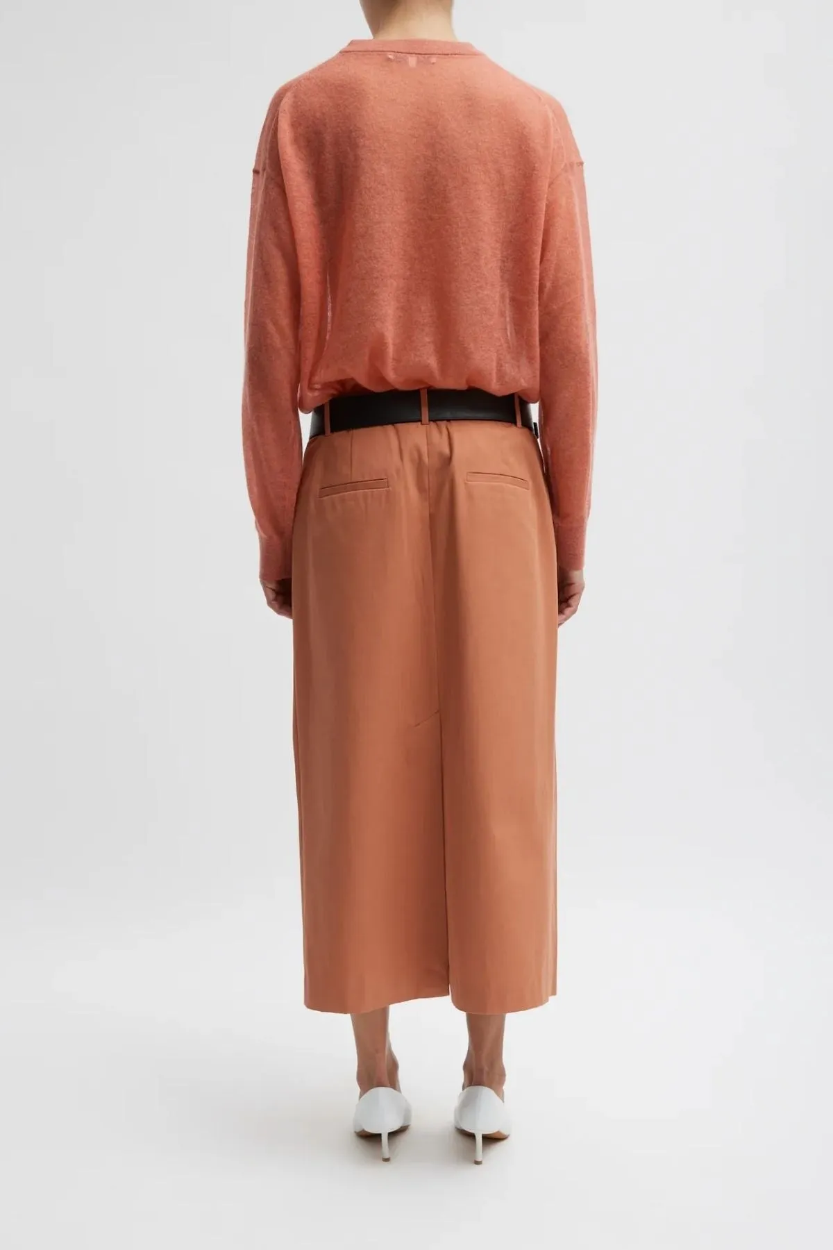 Tibi Sheer Sweater Crewneck Easy Pullover - Pink Clay
