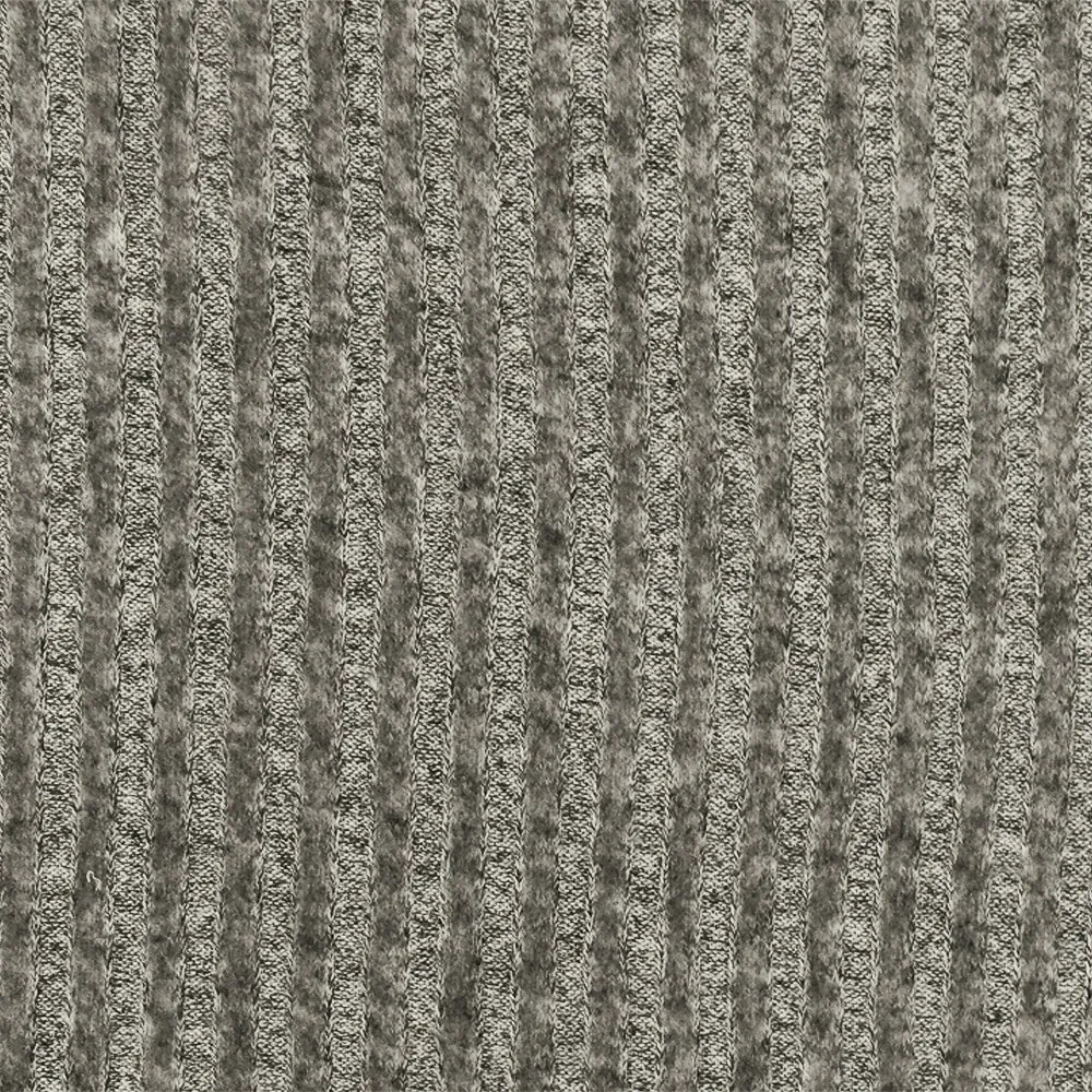 Warm White-Gray-Black Texture Brushed Stretch 5x4 Rib Knit Fabric