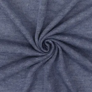 Weather Blue Slub Polyester Rayon Jersey Knit Fabric