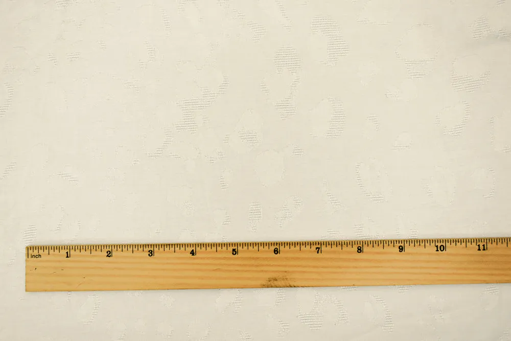 White Cotton-Rayon Leopard Damask Woven Fabric