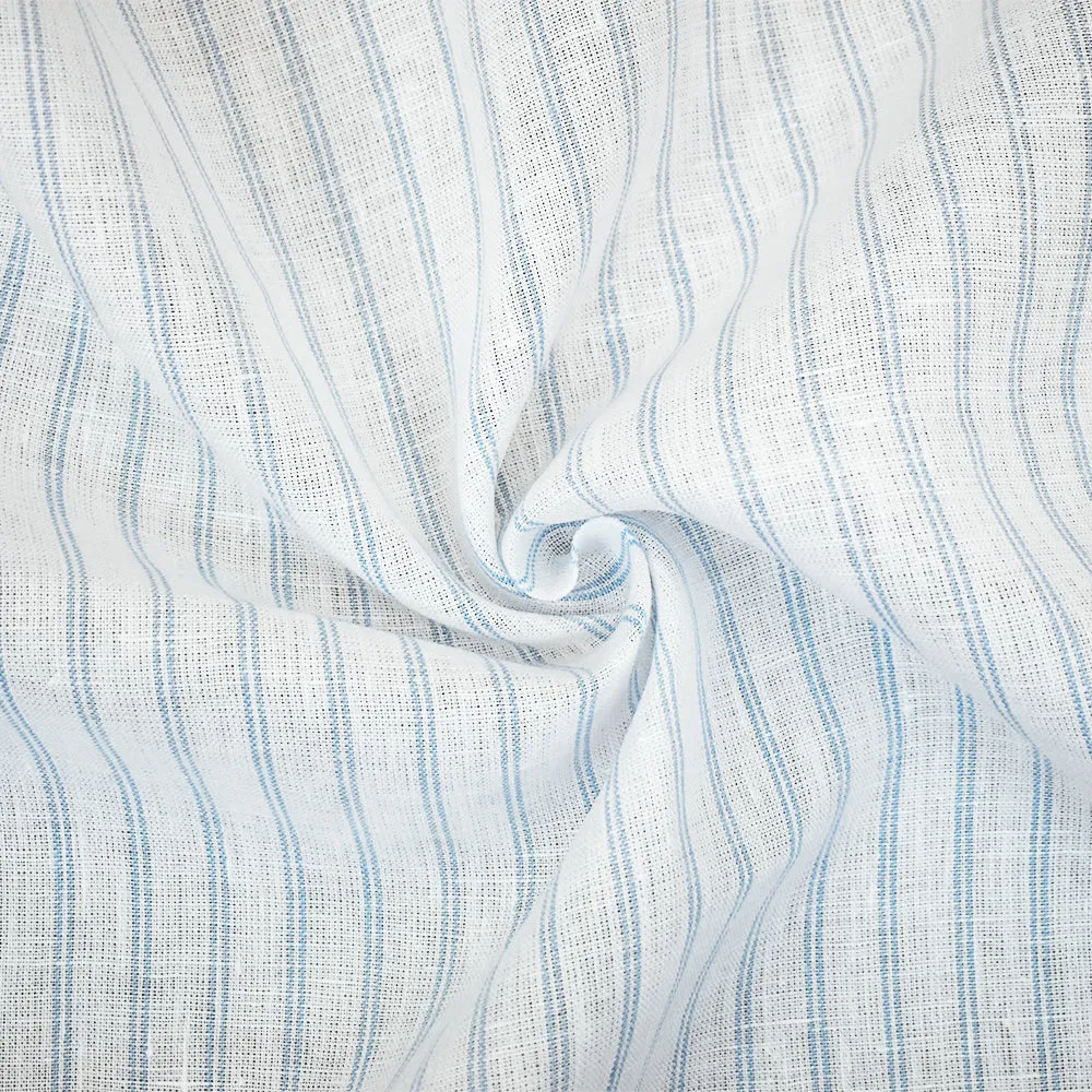White-Light Blue Spence Bryson Stripe Irish Linen Slub Woven Fabric