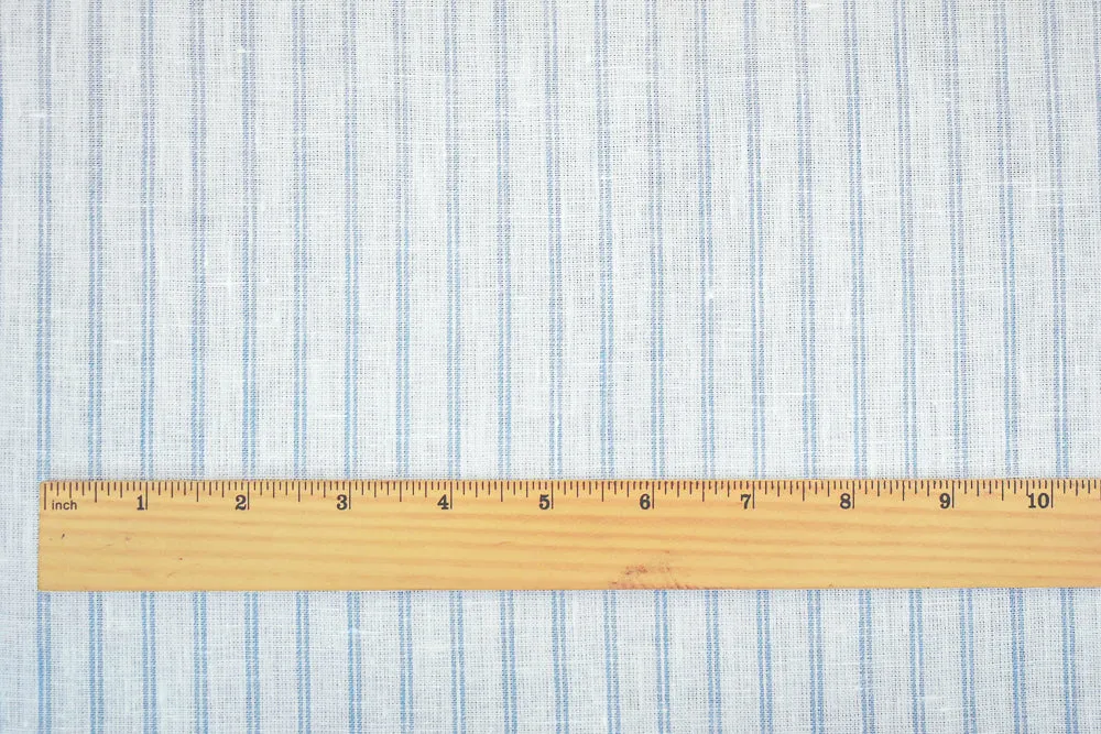 White-Light Blue Spence Bryson Stripe Irish Linen Slub Woven Fabric