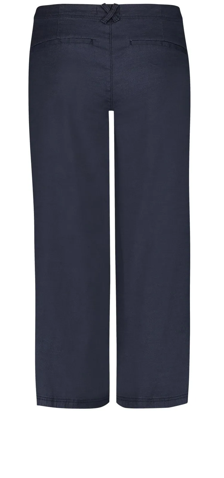 Wide Leg Crop Navy Stretch Linen | Oxford Navy