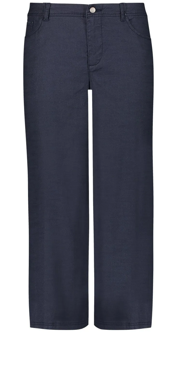 Wide Leg Crop Navy Stretch Linen | Oxford Navy